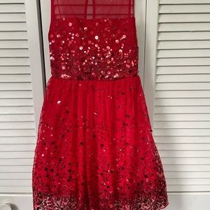 Girls fancy red sequin and pavé dress.